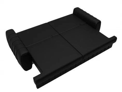 Диван прямой Лига-057 НПБ (ЛДСП,Брус,Фанера/Пластик/Экокожа/Черный) Лига Диванов 130026