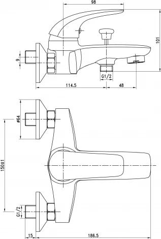 Смеситель Aquanet Cobra SD90361 для ванны с душем