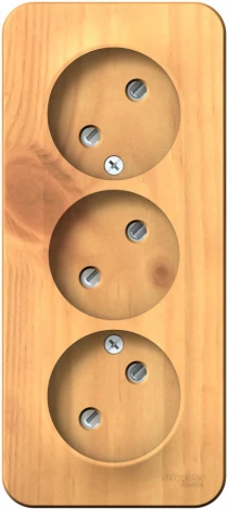 Розетка накладная тройная без заземления со шторками (ясень) Systeme Electric Blanca BLNRA001315