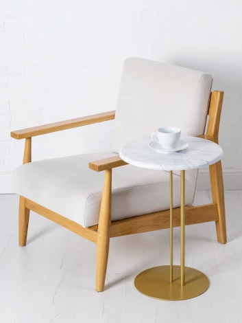 Стол приставной МеталлАрт М015 белый мрамор/золото Mebelik 009778