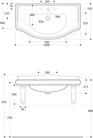 Раковина Kerasan Retro 1050 3W