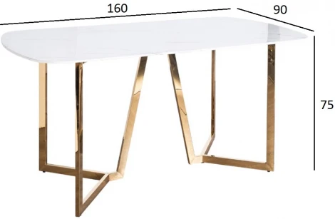 Стол обеденный белый/золото 160*90*75см Garda Decor арт.47ED-20501