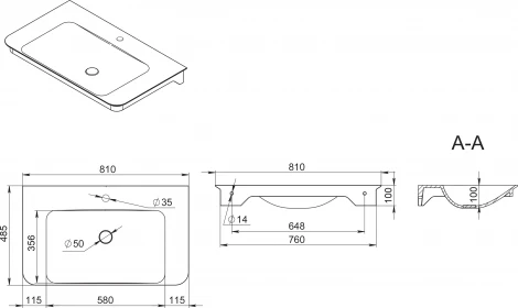 Мебельная раковина Am.Pm Sensation 80