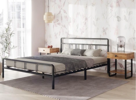 Двуспальная кровать Woodville Рейк 160х200 черная 403027