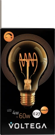 Лампочка светодиодная груша кофейная колба E27 4 Вт 250 lm 2000K теплое желтое свечение диммируемая Voltega Loft LED 7078