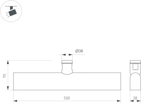 Трековый светильник ART-APRIORI-FLAT-L500-15W Day4000 (TN, 120 deg, 48V) (Arlight, IP20 Металл) 047777 (LED, шар)