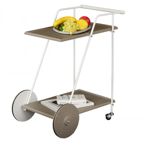 Стол сервировочный Новум белый/белый/текстиль темный Mebelik 008948