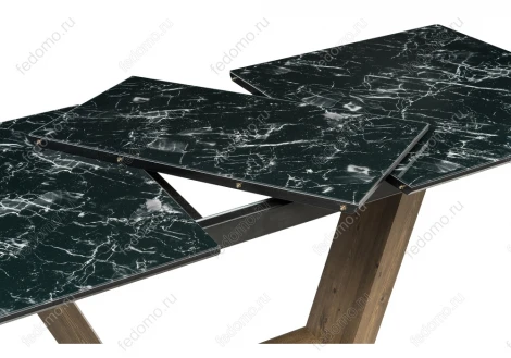 Стол на тумбе Woodville Иматра мрамор черный / черная шагрень 462388