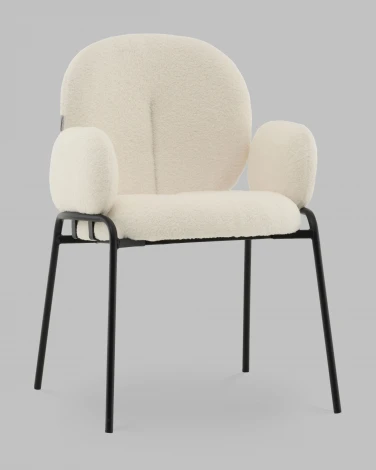 Стул с подлокотниками Моллек букле молочный Stool Group арт.УТ000041634