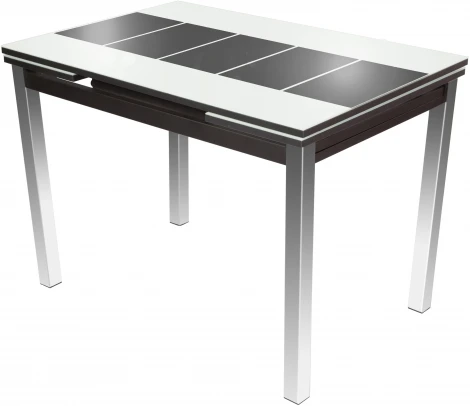 Стол Шанхай Каре, Черный муар/Стекло белое/Рисунок черный, Аврора