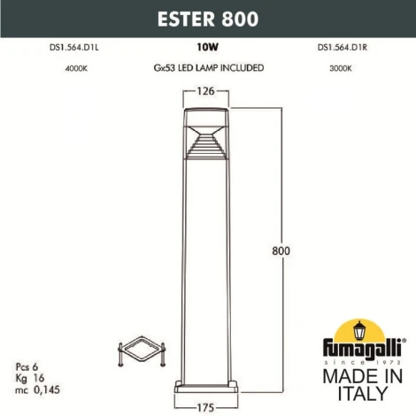 Наземный фонарь Fumagalli Ester DS1.564.000.WXD1L (220V, IP55)