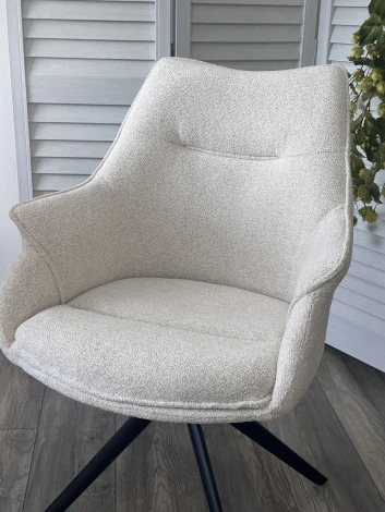 Стул OVE 360 град. поворот. RAVEN22 Бежево-белый, ткань / Черный, ®DISAUR