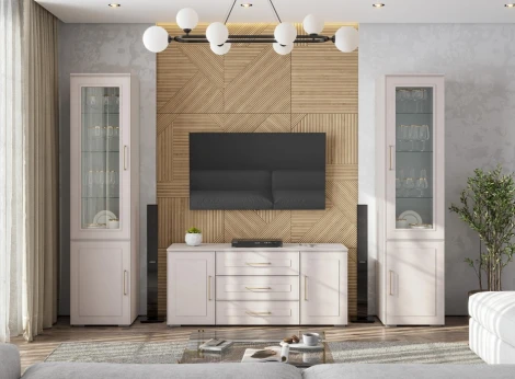 Стенка Woodville Мотру кашемир / шампань комплектация 1 арт.584207