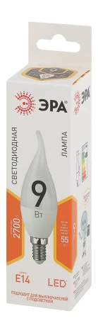 Лампочка светодиодная E14 9W ЭРА LED BXS-9W-827-E14