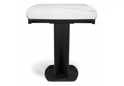 Керамический стол Вейл 160(205)х89 белый мрамор snow white / черный 626055