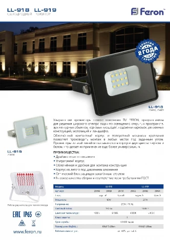 Прожектор уличный Feron 29491 (LED, 220V, IP65)