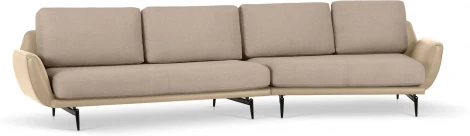 Диван Ispani угловой правый ОГОГО (арт.803473), (Ткань,Экокожа/Бежевый)