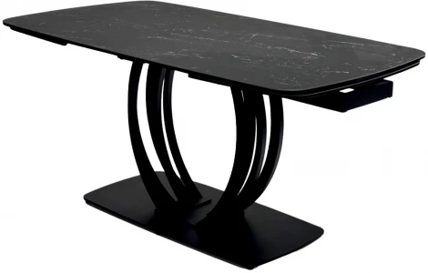 Стол MATERA 160 NERO KL-116 Черный мрамор матовый, итальянская керамика/ черный каркас М-City