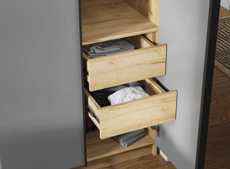 Шкаф Широн 1200 (Широн 1200 графит серый / дуб крафт золото Расп) Woodville арт.586595