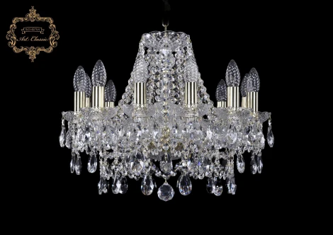 Подвесная люстра Art Classic 11.25 11.25.12.165.Gd.Sp (220V, хрусталь, на цепи, подсвечник, свеча)