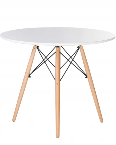 Стол обеденный CHELSEA`90 (ножки светлый бук, цвет белый)