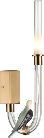 Бра Odeon Light Lark 5431/2WLA золотой(под латунь)/белый градиент/беж./зеленый/ металл/стекло/керамика LED 2W 4000K (220V, птички)