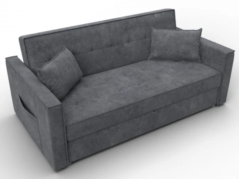 Диван прямой Лига-104 (160) (ЛДСП,Брус,Фанера,Велюр/Темно-серый) Лига Диванов 134880