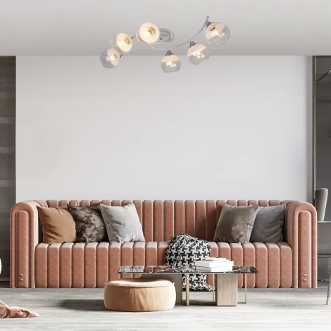 Потолочная люстра на штанге Escada Valley 539/6 6х60Вт E27, металл/стекло, белый/хром (220V, шарики)