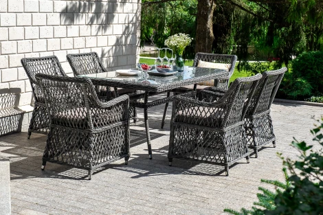Обеденная группа плетеная, цвет графит 4SIS Латте LC6T-7-SET graphite