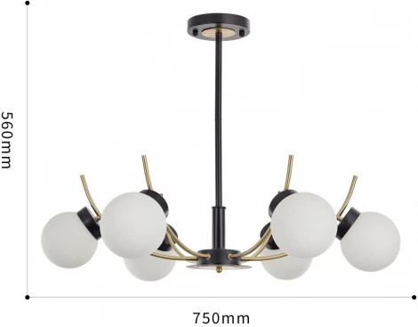 Потолочная люстра на штанге Arte Milano Neapolis-76169 276169/6 BK/GD (220V, шар)