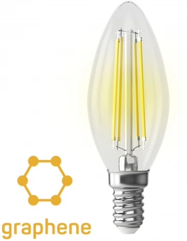 Лампочка светодиодная свеча прозрачная E14 6,5W 220V 840 lm 2800K Voltega Candle 9W Graphene 7134