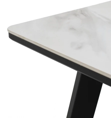 Стол ТИК ТАК 90 цвет Белый мрамор активный, керамика / Черный каркас M-City 64585