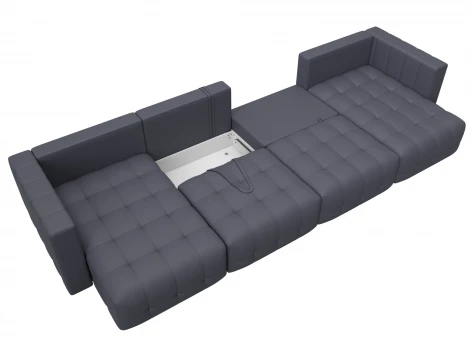 Диван П-образный Лига-052 НПБ Лонг (ЛДСП,Брус,Фанера/Пластик/Экокожа/Серый) Лига Диванов 129921