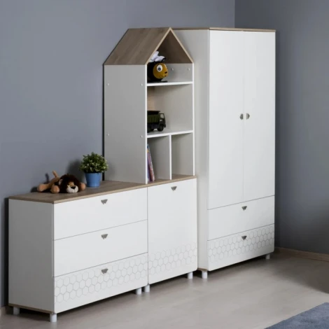 Комод Эльга (Эльга белый шагрень / дуб белый exclusive) Mobi арт.518261