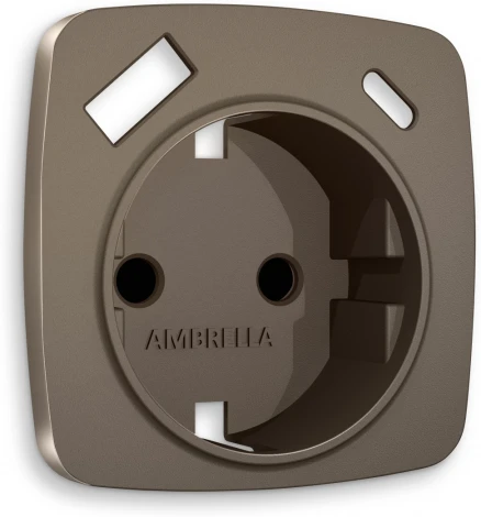 Лицевая панель Ambrella Volt OMEGA (Темная бронза матовый) для электрической розетки с заземлением со шторками 2USB A+C QUANT OP6400