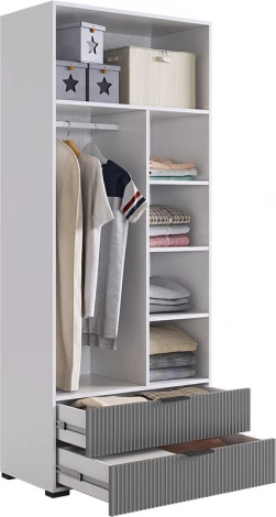 Зефир Шкаф двухдверный 120.01 Mebelson (ЛДСП,МДФ,ПВХ,Пластик/Светлое дерево,Серый) арт.UL.120-M.103.01.3263