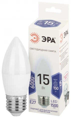 Лампочка светодиодная E27 15 Вт ЭРА LED B35-15W-860-E27 LED B35-15W-860-E27