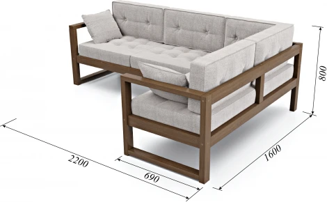 Диван Arsko Астер У орех серая рогожка