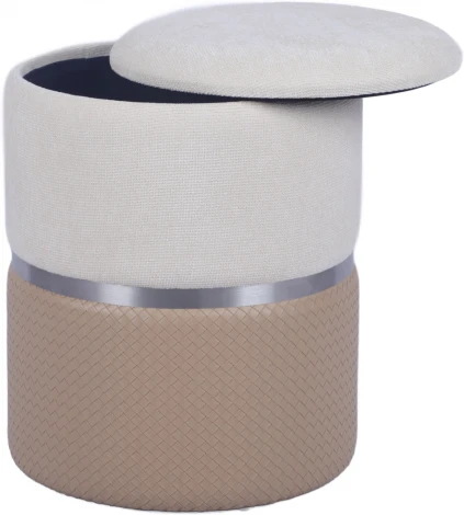 Пуф Кэрри с ящиком серебро шенилл бежевый Stool Group арт.УТ000039382
