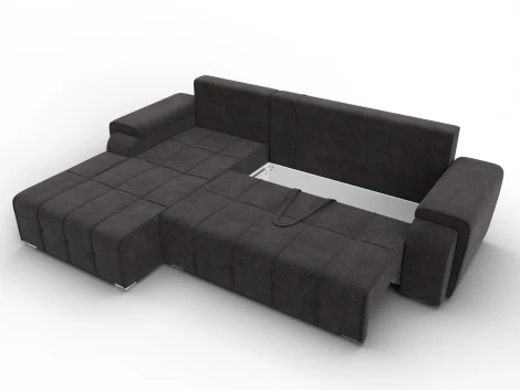 Диван угловой Лига-121 левый угол (ДСП,Брус,Велюр/Темно-коричневый) Лига Диванов 137352L