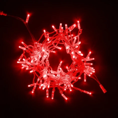 Гирлянда Нить с Колпачком 10м Красная 24В, 100 LED, Провод Прозрачный ПВХ, IP65 Laitcom Нити (на ёлку) PST100CAP-10-1R