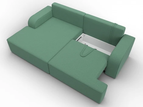 Диван угловой Лига-120 угол левый (ДСП,Брус,Фанера,ЛДС,Рогожка/Зеленый) Лига Диванов 137287L