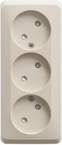 Розетка накладная тройная без заземления со шторками (кремовый) Systeme Electric Etude PA16-010K