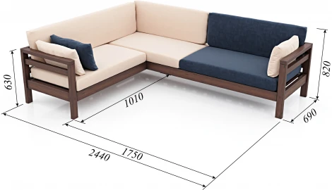 Диван Arsko Домино У орех велюр молочный/синий