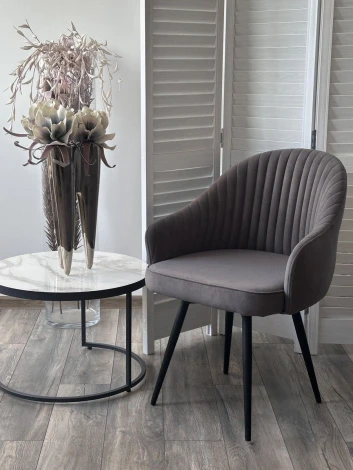 Стул ШЕЛЛ 360 град. поворот. цвет B28 Темно-серый, велюр / черный каркас M-City 64761