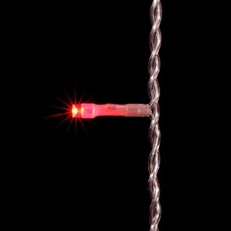 Гирлянда Занавес 2 x 3 м Красный с Мерцанием Белого Диода 220В, 600 LED, Провод Прозрачный ПВХ, IP54