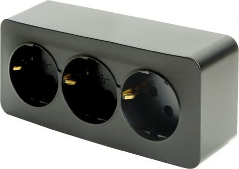 Розетка тройная с заземлением (черный матовый) Stekker София 49502