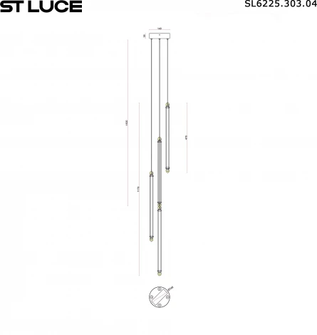 Подвесной светильник ST Luce Brick SL6225.303.04 Латунь/Терракотовый, Белый LED 4*6W 3000K