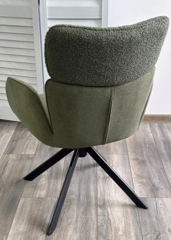 Стул M-City TRIS 360 град. поворот с возвратом, Davis Nowo 37 зеленый, букле/ Point38 зелен / Черн