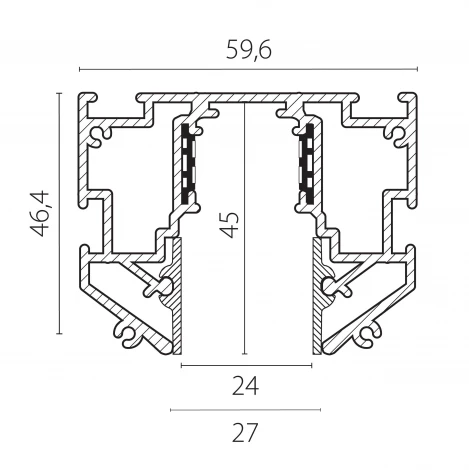 Шинопровод магнитный низковольтный 48V д/натяжного потолка 2 метра Lightstar Uno Pro 509426
